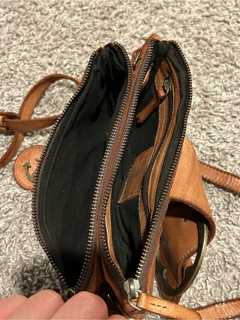 Harbour  2Nd Genuine Leather Luna Cognac Crossbody Belt Purse Bag